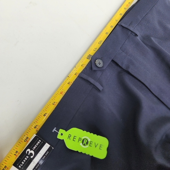 HAGGAR Mens Repreve Stria Classic Fit Flat Front Dress Pant Navy Blue Sz 42"x29" - Picture 7 of 12